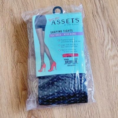 Assets Shaping Tights Textured Wish Bone Size 1 Black Spanx Sara Blakely